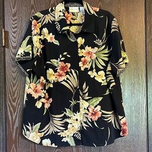 Alfred Dunner Orange Short Sleeve Button Down Shirt